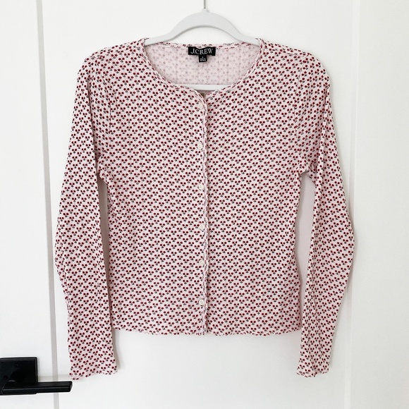 NWT J. Crew Pointelle Cardigan in Ditsy Floral - S - Picture 1 of 5